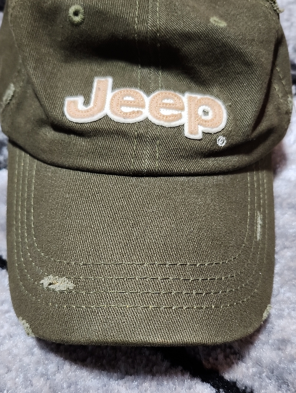 JEEP EMBROIDERED 3-D LOGO ARMY GREEN DISTRESSED BASEBALL CAP HAT - Picture 3 of 12